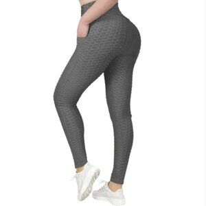 NWT New Mix Honeycomb Stretch Leggings with Pockets in Charcoal